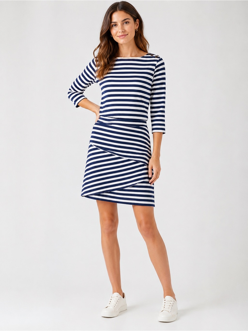 J.McLaughlin Wavesong Stripe Boat Neck Top & Nicola Tiered Skirt Set | XS ⚓️